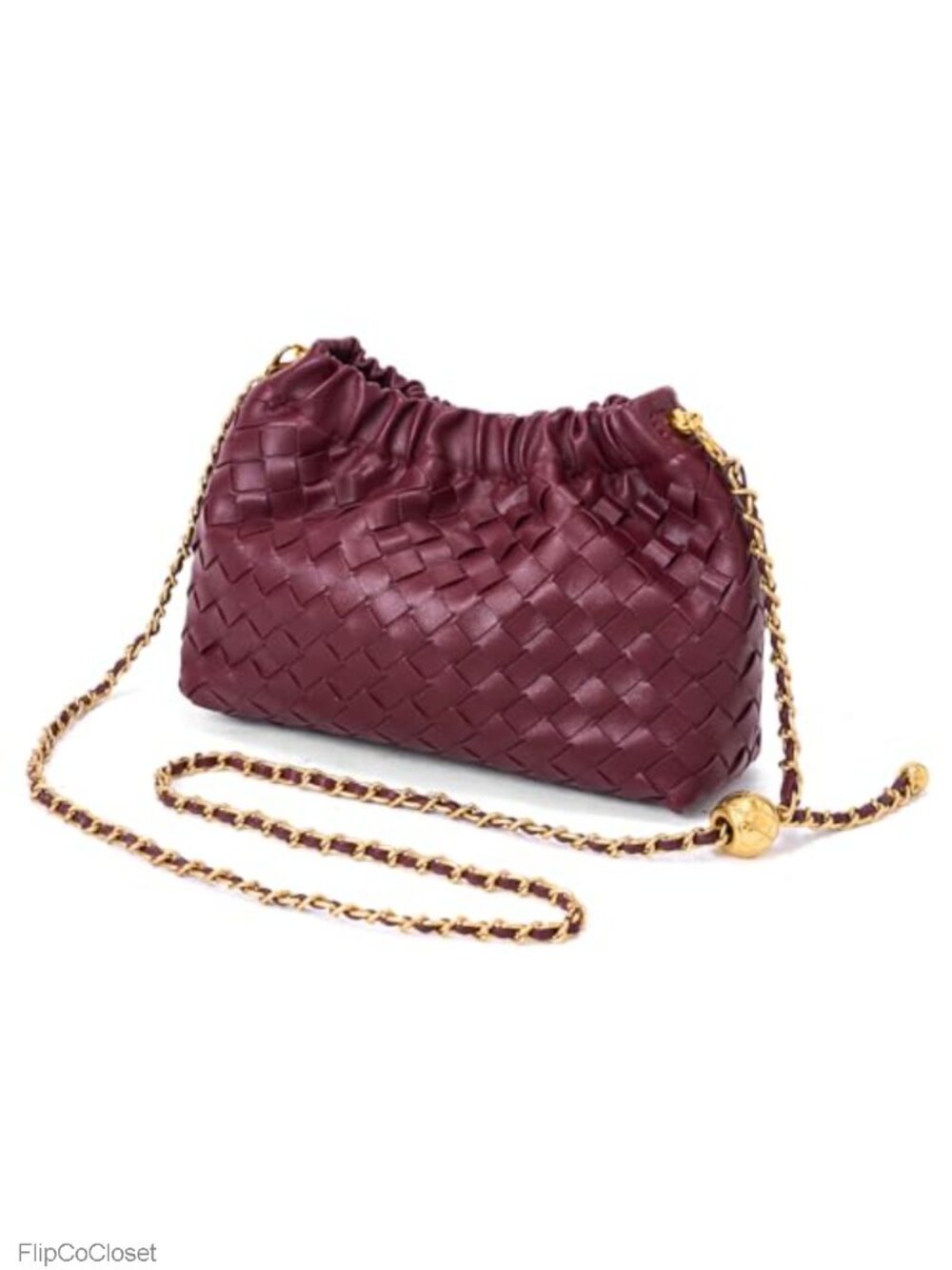 Women's Woven Dumpling Crossbody Purse with Ruching